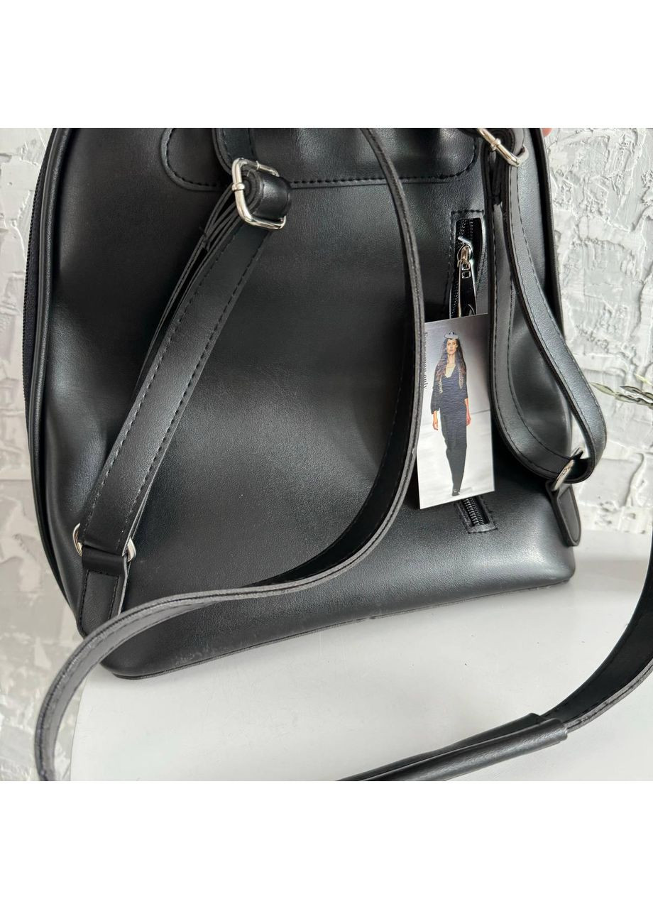 Жіночий рюкзак трансформер чорний екошкіра міський рюкзачок сумка для повсякденного використання ProDobro (363260200)