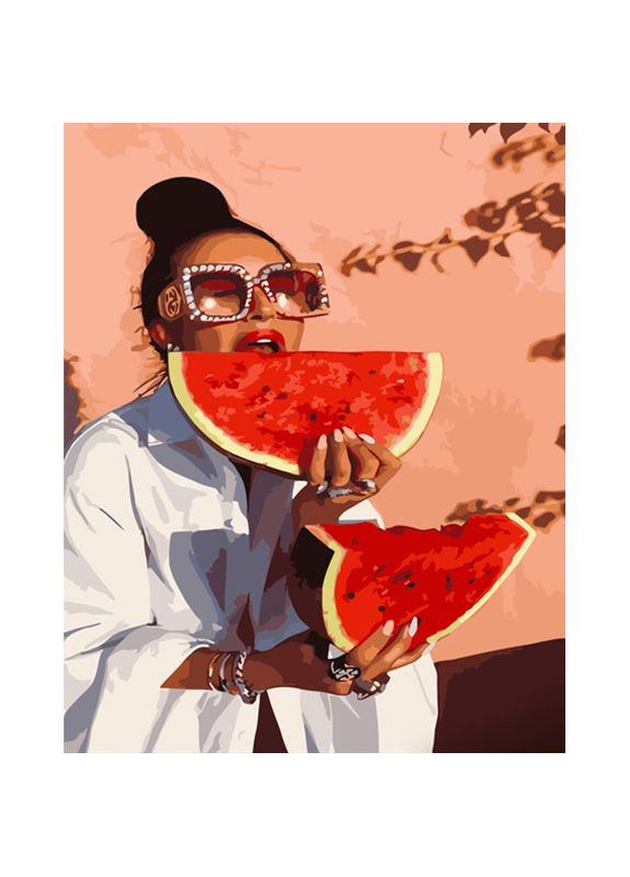 Картина за номерами Насолода кавуном см для творчості малювання відпочинку Strateg (369760030)