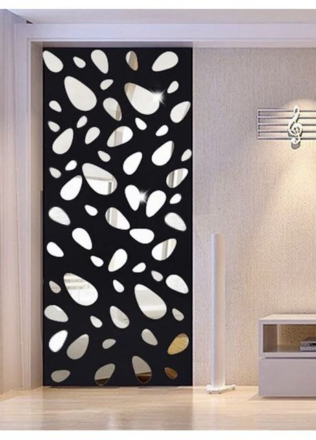 Наклейка на стіну дзеркальна акрилова для декору стін глянцева Камінці 21 шт. срібло Ваша Світлість (366334562)