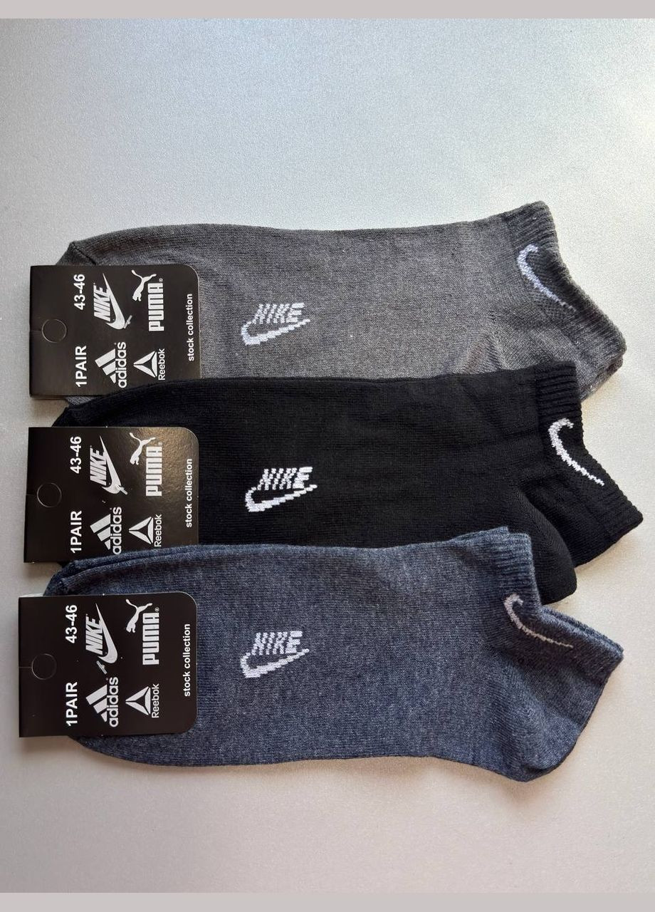 Комбинированные 3 пары короткие мужские спортивные демисезонные носки спортивная символика (337093316)
