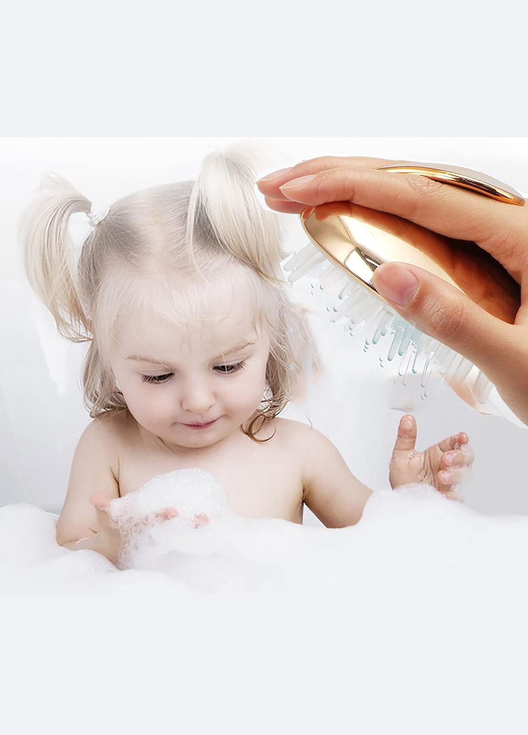 Силиконовая массажная щетка для мытья головы и нанесения шампуня розовое золото No Brand (307061067)