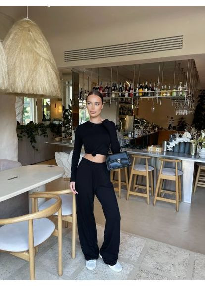 Базовый женский костюм-двойка (лонгслив и брюки), мягкая вискоза, цвет, р. (ст. 394SH) No Brand (370241148)