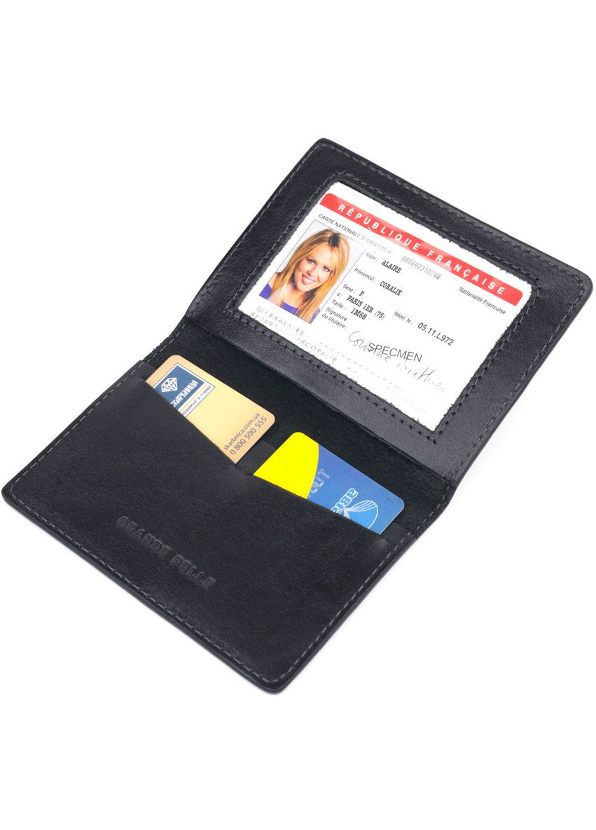 Обложка из глянцевой кожи на военный билет Карта черная 16777 Grande Pelle (362418337)