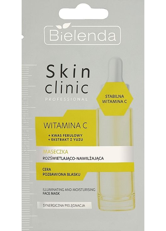 Освітлювальна та зволожувальна маска для обличчя Skin Clinic Professional Vitamin C Mask 8g (1145199-106840) Bielenda (368625567)