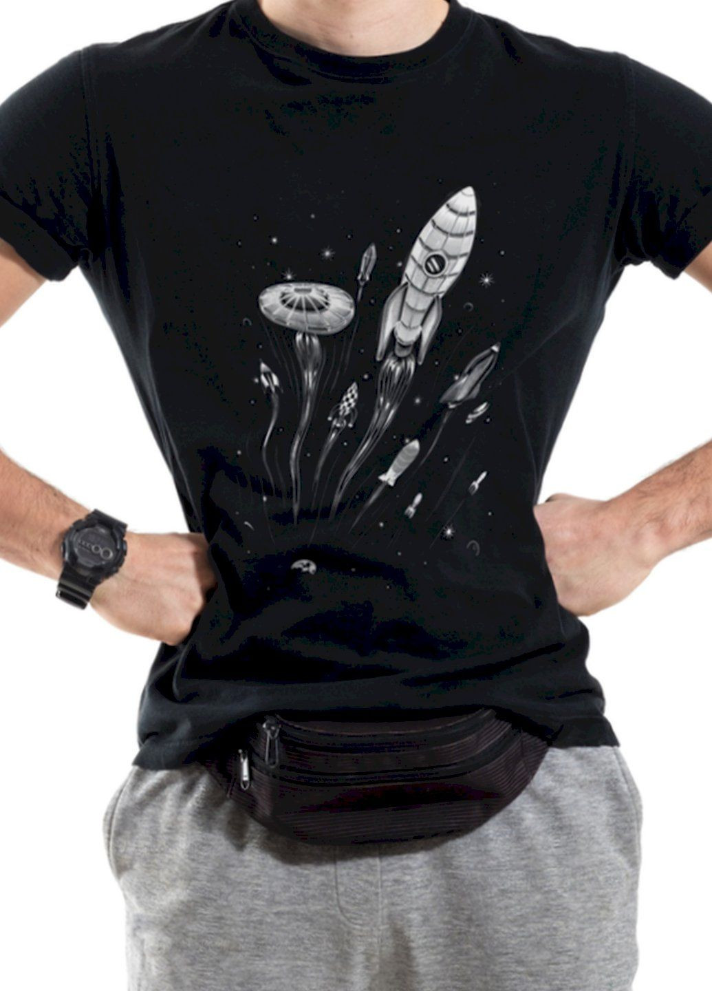 Черная футболка мужская черная Trace of Space