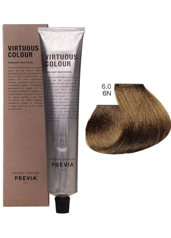 Стійка фарба для волосся 6.0 / 6N Темний блондин Virtuous Colour, 100 мл Previa (396358290)