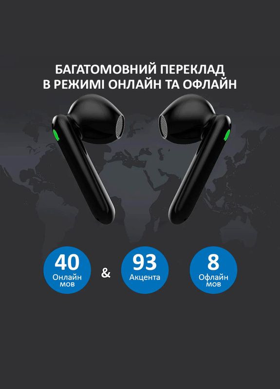 Наушники переводчик WT2 Edge, AI двусторонний синхронный перевод, 40 языков, офлайн + онлайн Black Timekettle (315148481)