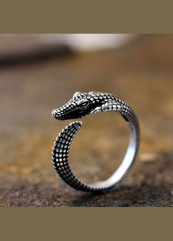 Милое женское кольцо с Крокодилом кольцо серебристый крокодил р. регулируемый Fashion Jewelry (285110852)