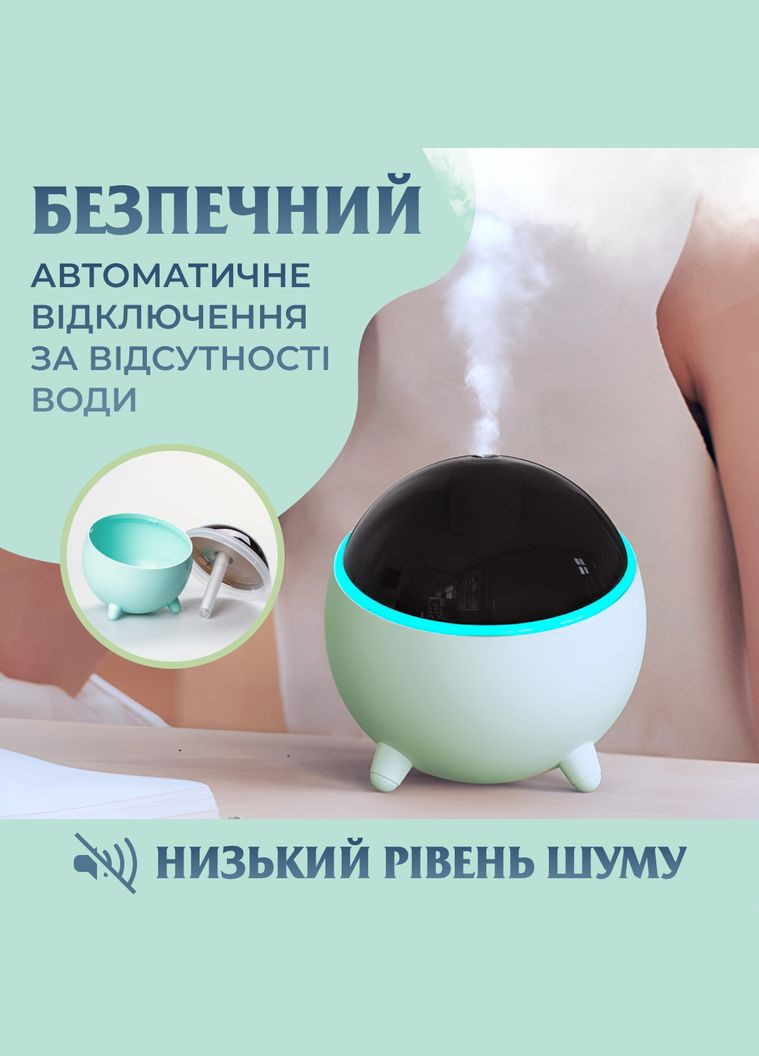 Зволожувач повітря аромадифузор Planet з підсвічуванням 300 мл, бірюзовий Happy Life HPBH16985GR No Brand (342113755)