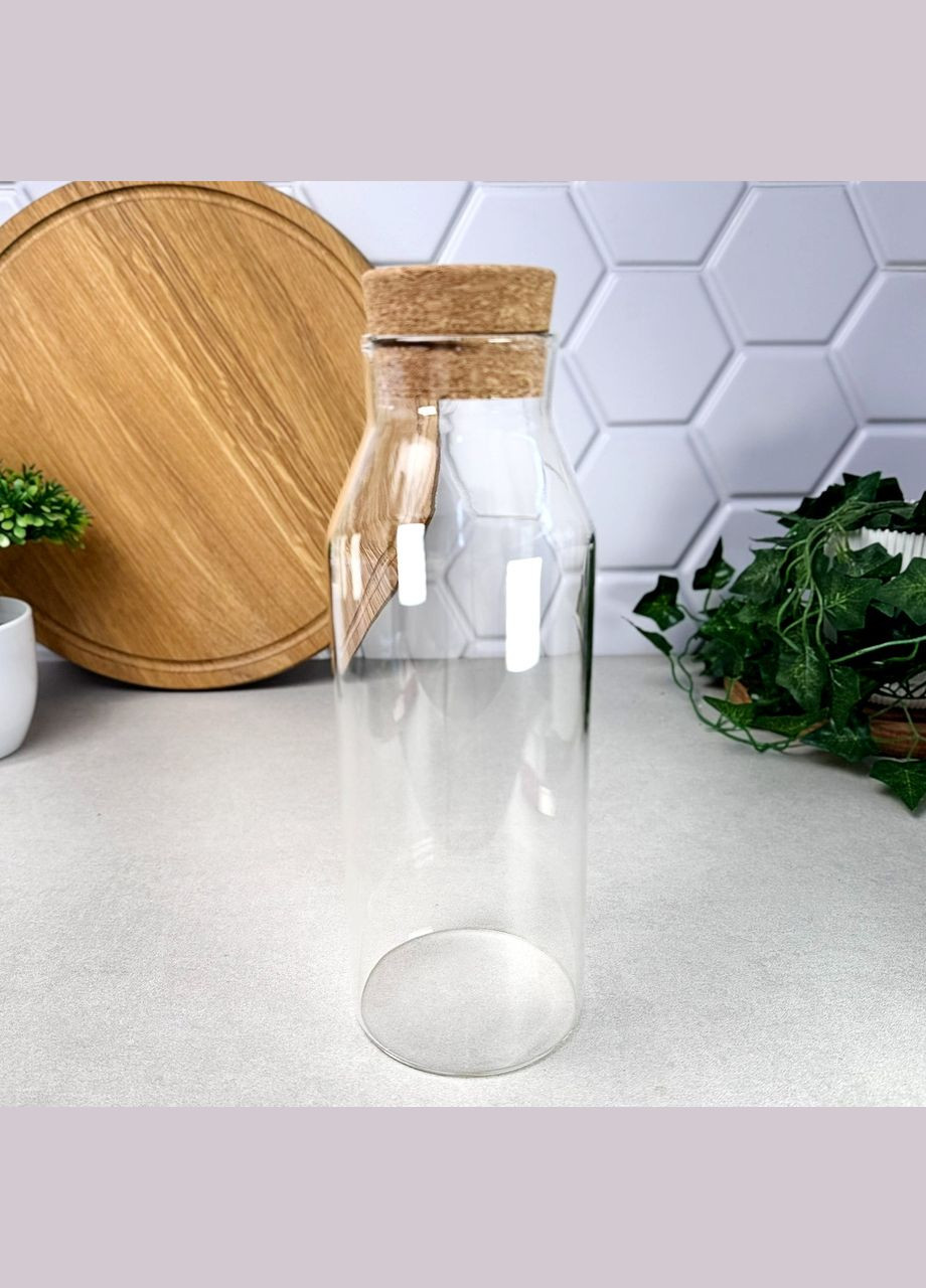 Стеклянная бутылка для напитков с пробковой крышкой 1.2 л No Brand (314963367)