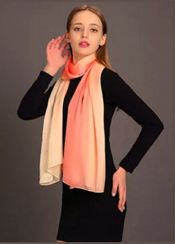 Шовковий шарф-палантин Градієнт рожево-кремовий No Brand (327419573)