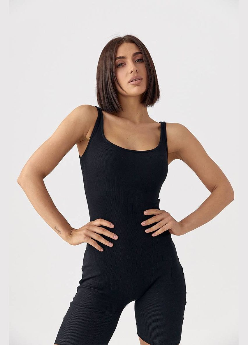 Спортивный комбинезон в рубчик Lurex Комбинезон чёрный спортивный трикотаж