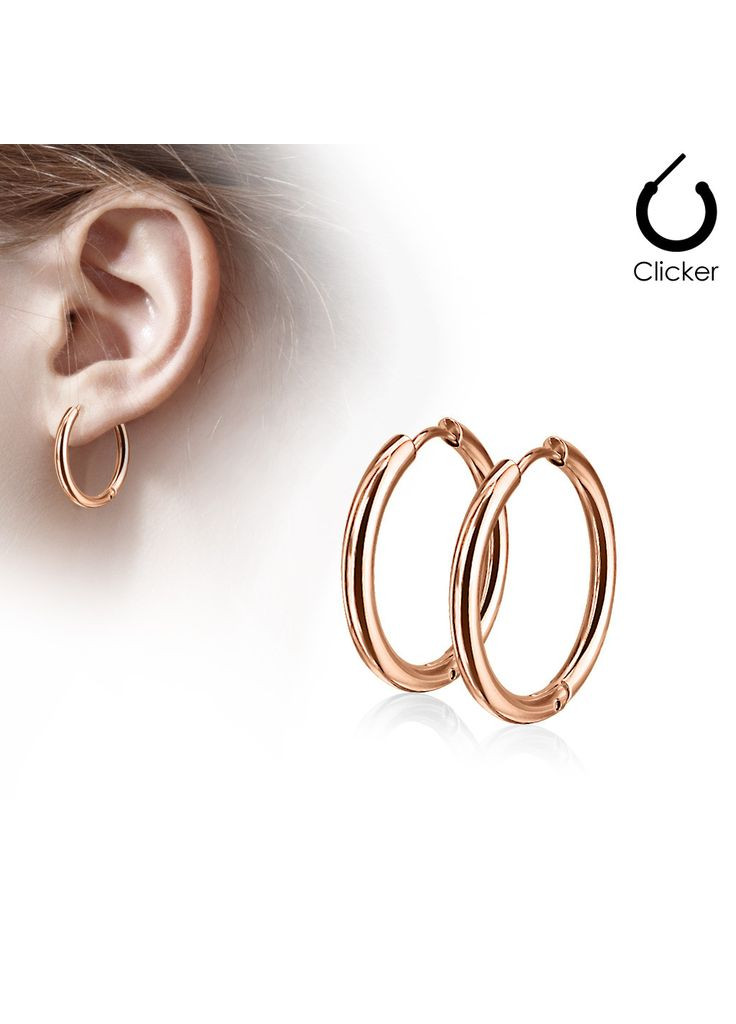 Серьги-кольца SE3065R-14 из стали золотистые (Диаметр: 14мм) Spikes (328939086)