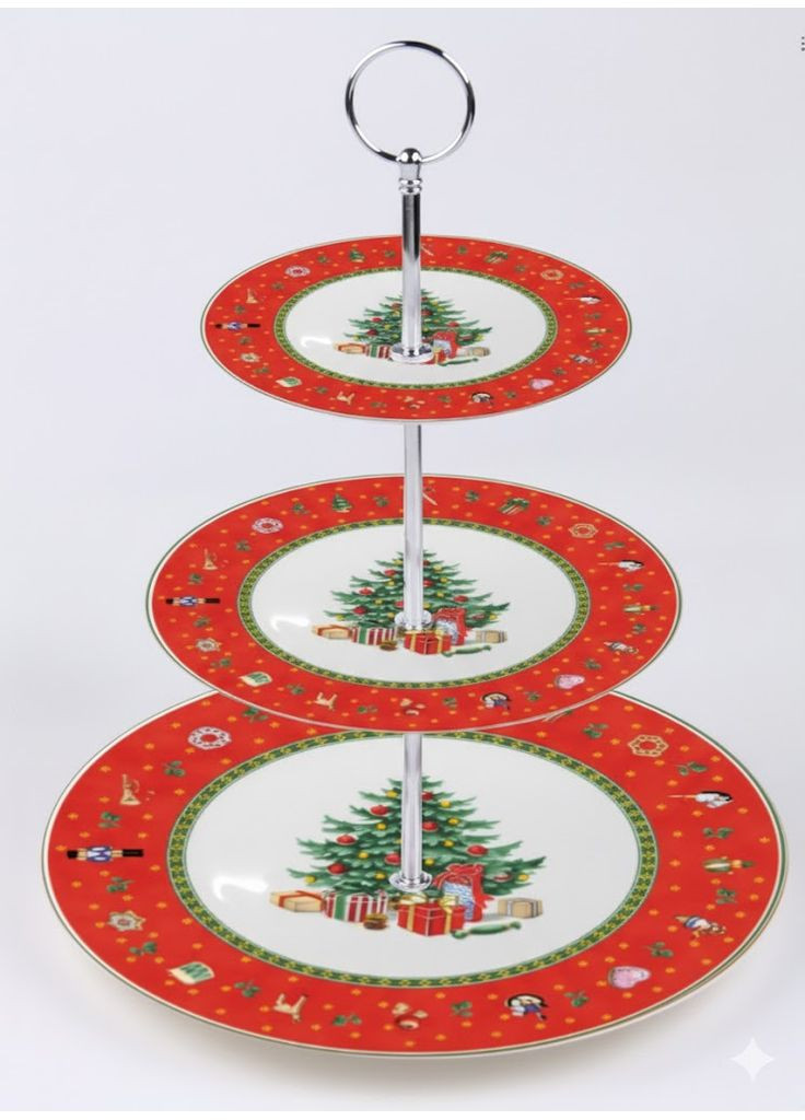 Этажерка фарфоровая для фруктов трёхъярусная Christmas 34 см HP-SDHK-8 Yiwu (370707406)