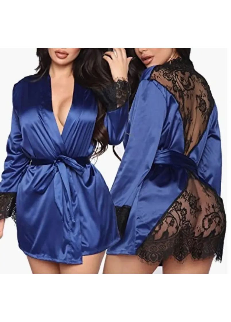 Атласний халат. Атласний халат із мереживом. Жіночий короткий халат з вставками із мережива China (360866281)