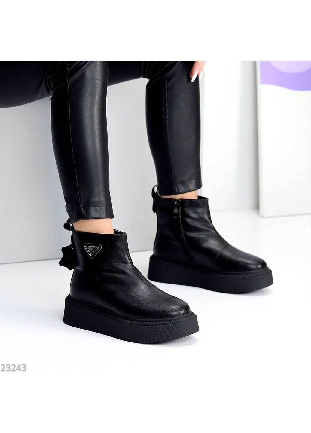 Зимние 264 ботинки зимние черные кожаные Hengji