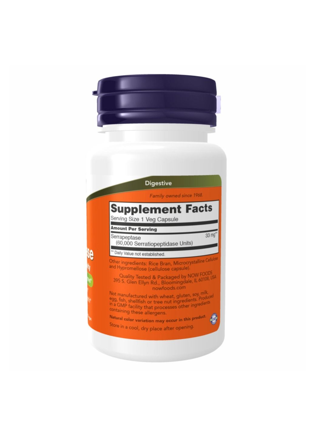 Добавка Serrapeptase 60,000 Units - 60 vcaps Now Foods (280899643)