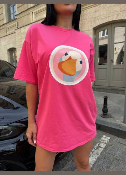 Женская футболка оверсайз, розовая, удлиненная (арт. 766EB) No Brand - (350886199)