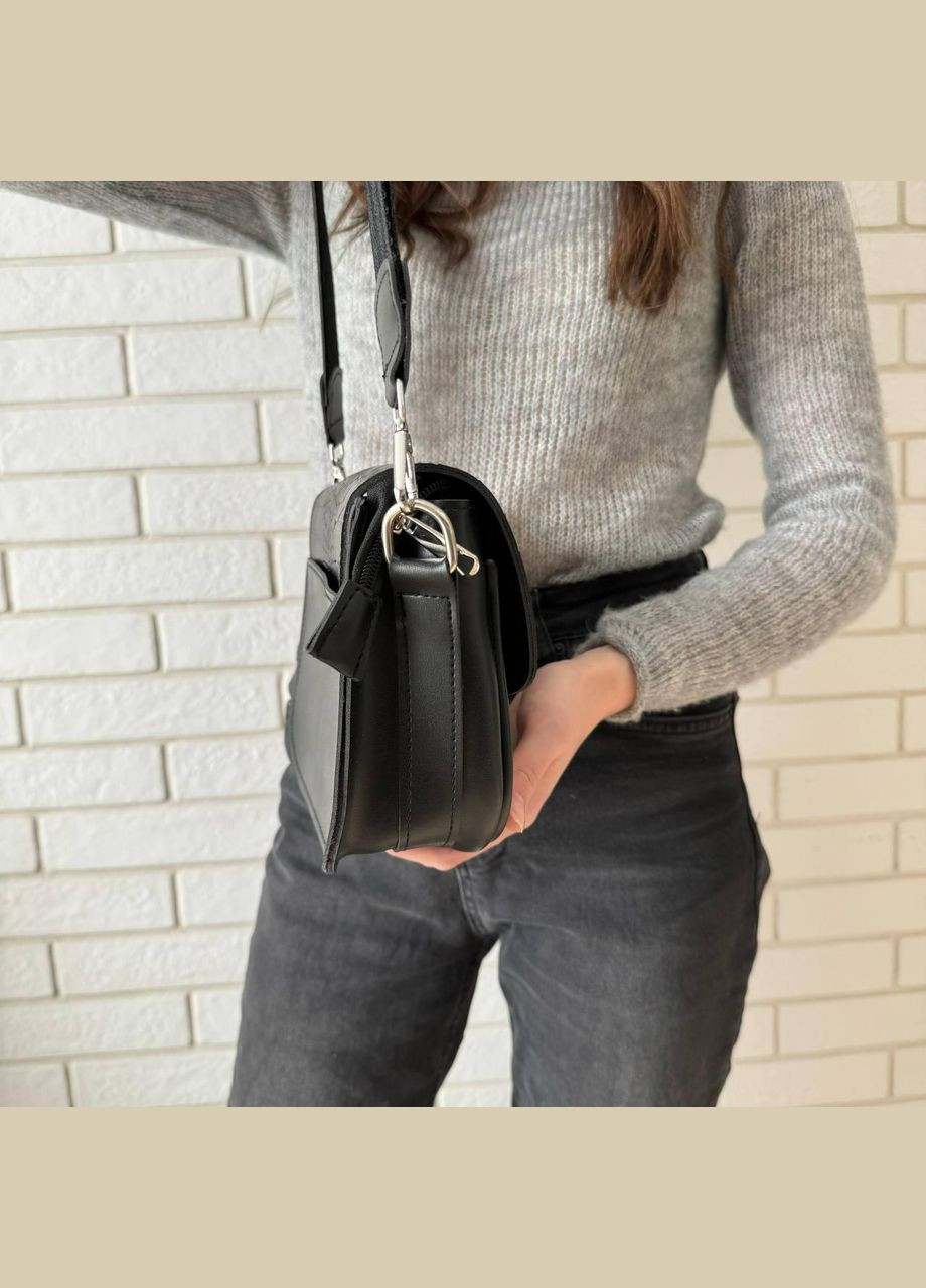 Сумка слінг бананка міні сумочка багет екошкіра під рептилію чорна (sku_1408) No Brand (330576666)