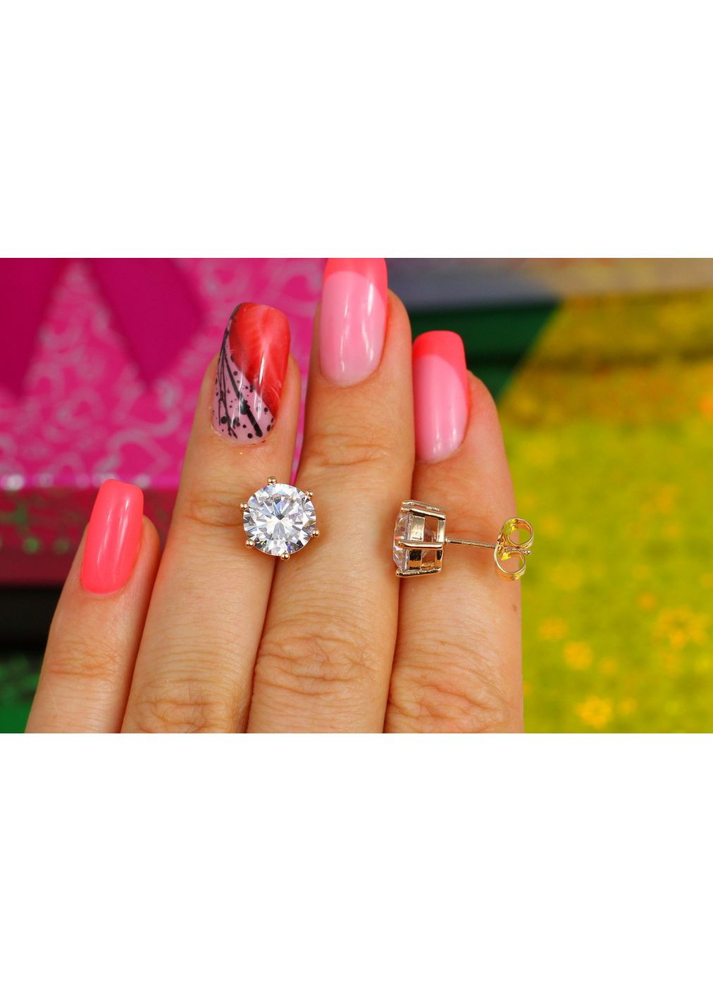 Серьги гвоздики с камнем на шесть креплений 9 мм золотистые love-shopping Xuping Jewelry (355800851)