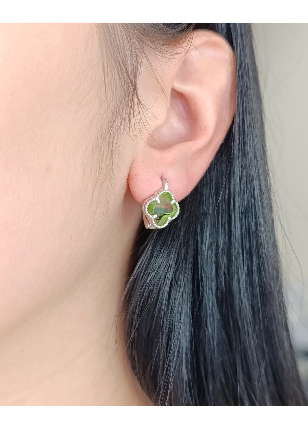 Серебряные серьги с султанитом "Клевер" СКЛВ/с-слт Shatlen Сережки (356180753)