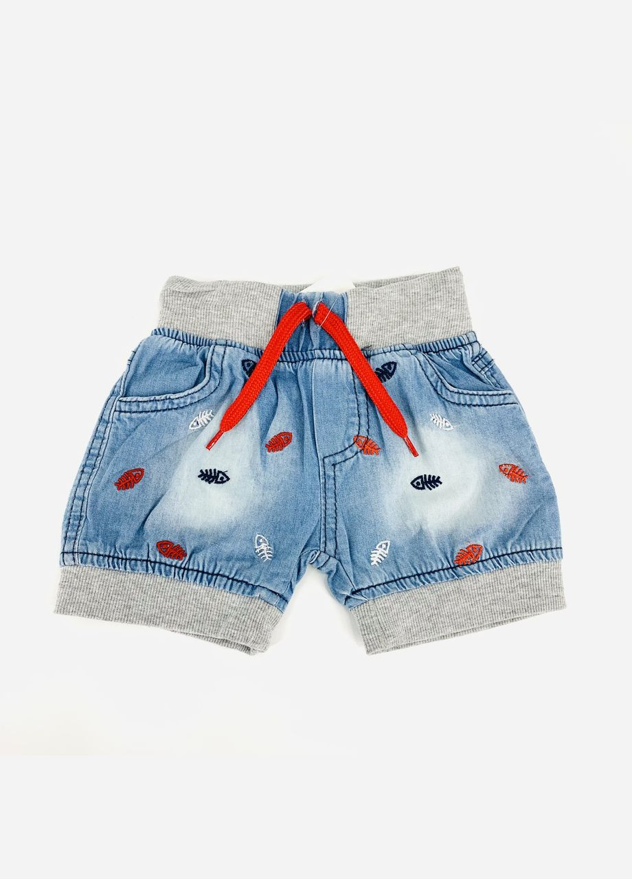 Джинсовые шорты, арт. 7391, рыбки/деним, 3-4 года, 98 см. Bubble Kids (367982516)