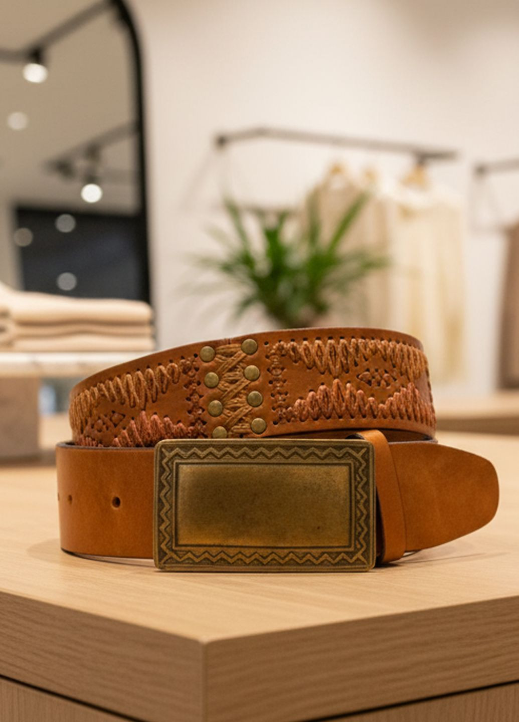 Женский кожаный ремень с орнаментом S-43 Manufac (364315620)