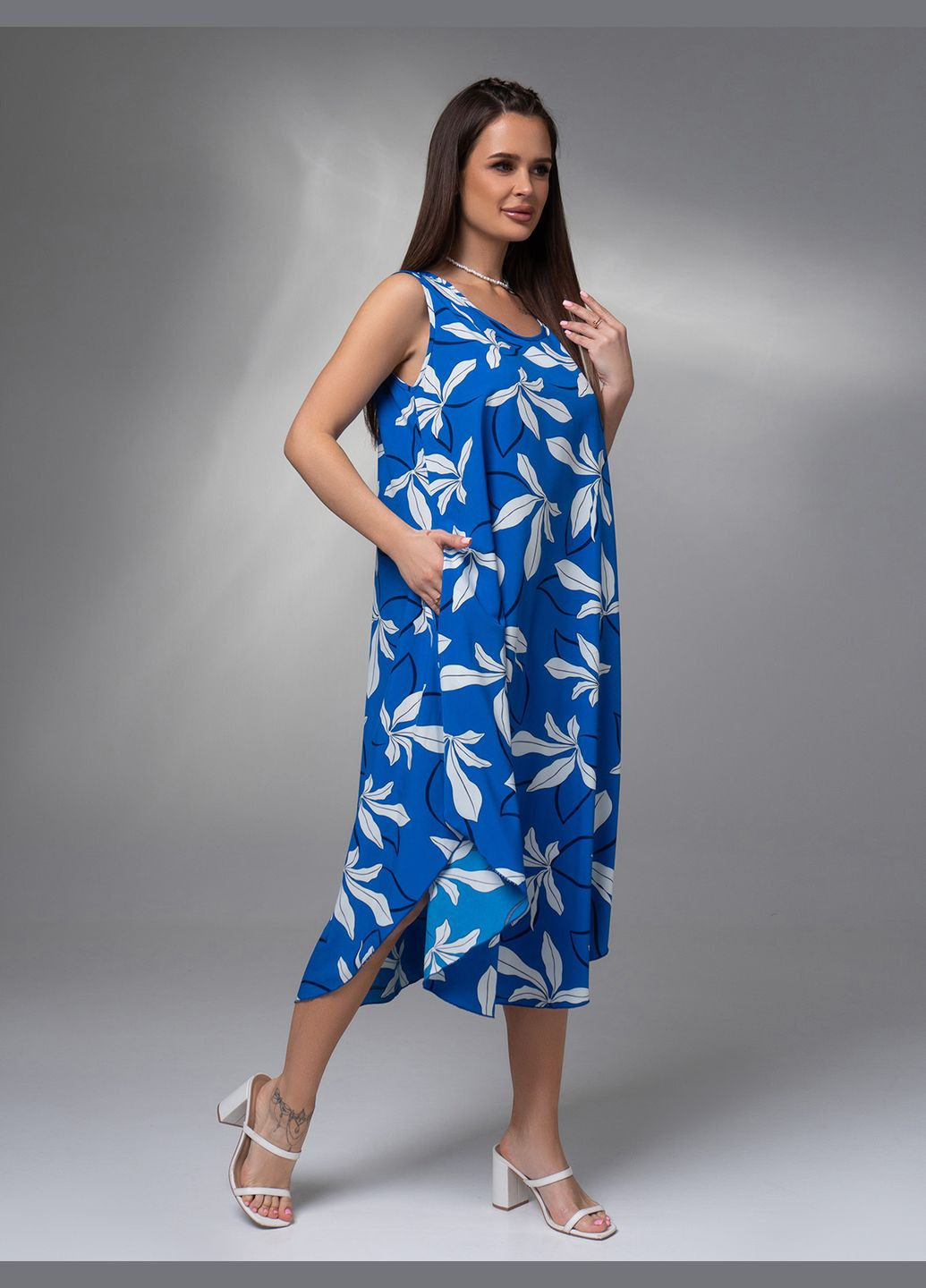Синя повсякденний сукні ISSA PLUS з абстрактним візерунком