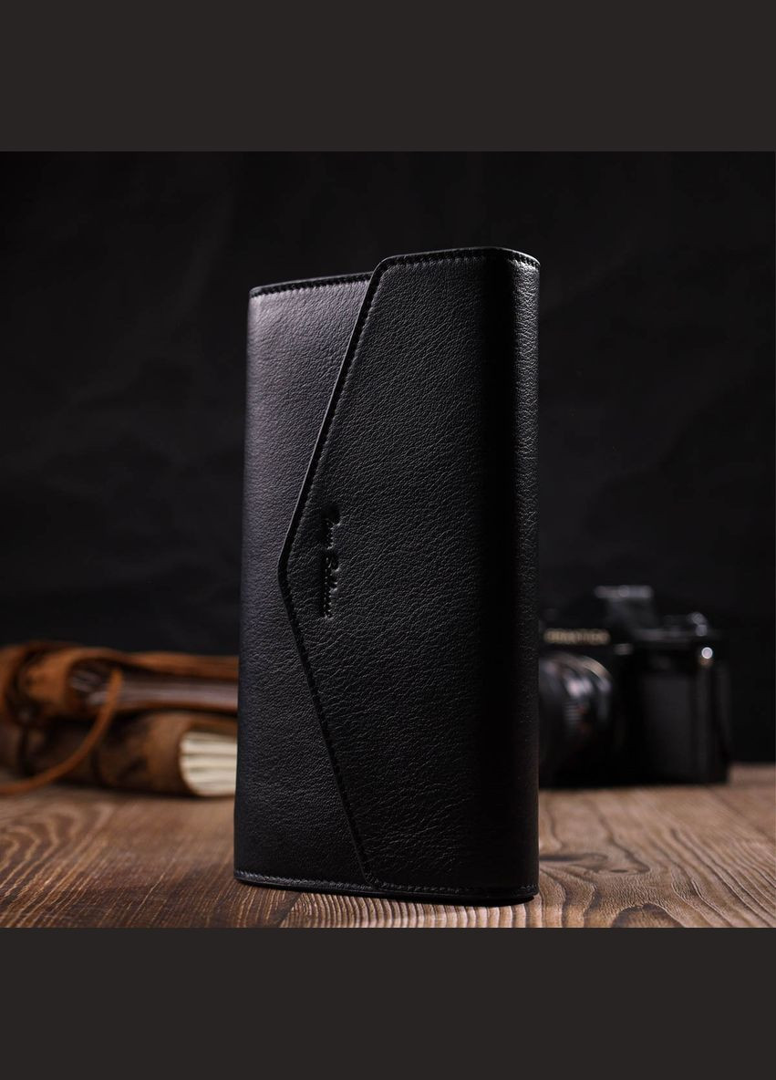 Жіноче містке портмоне з натуральної шкіри 21976 Чорний Tony Bellucci (306881290)