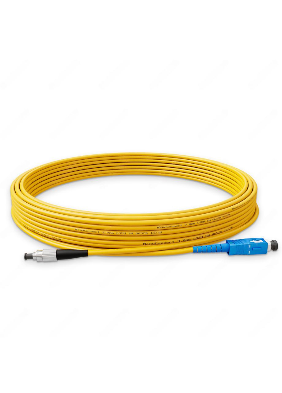 Патч-корд оптичний FC/UPC-SC/UPC Жовтий LSZH, Singlemode G.652.D (SM), Simplex, 3мм - 10 м NanoConnect (299337860)