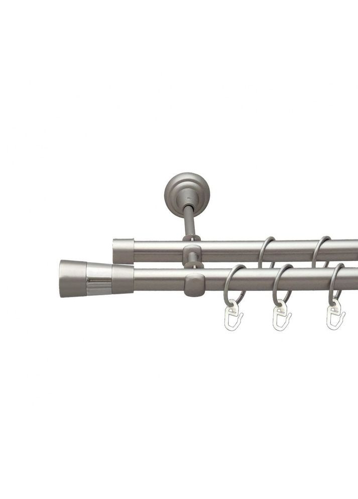 Карниз Валео металлический двухрядный открытый гладкая труба Сатин 19\19 мм 160 см (00-00015332) ORVIT (300280801)