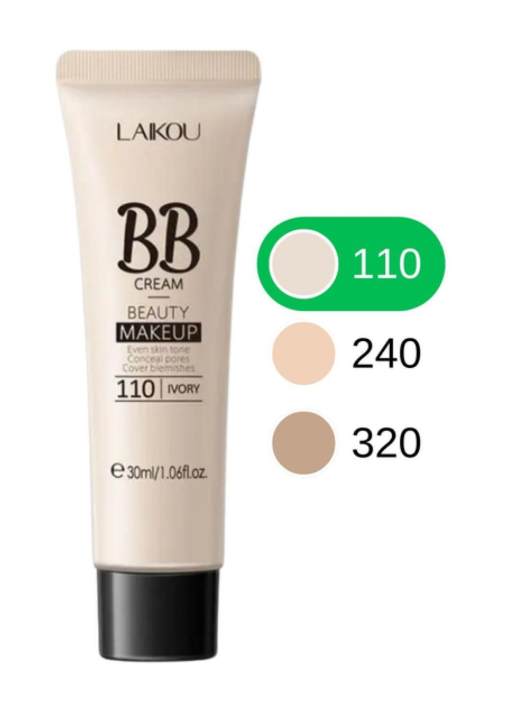 Тональный ВВ крем BB Cream Beauty Makeup (110 – Слоновая кость), 30 мл Laikou (365828458)
