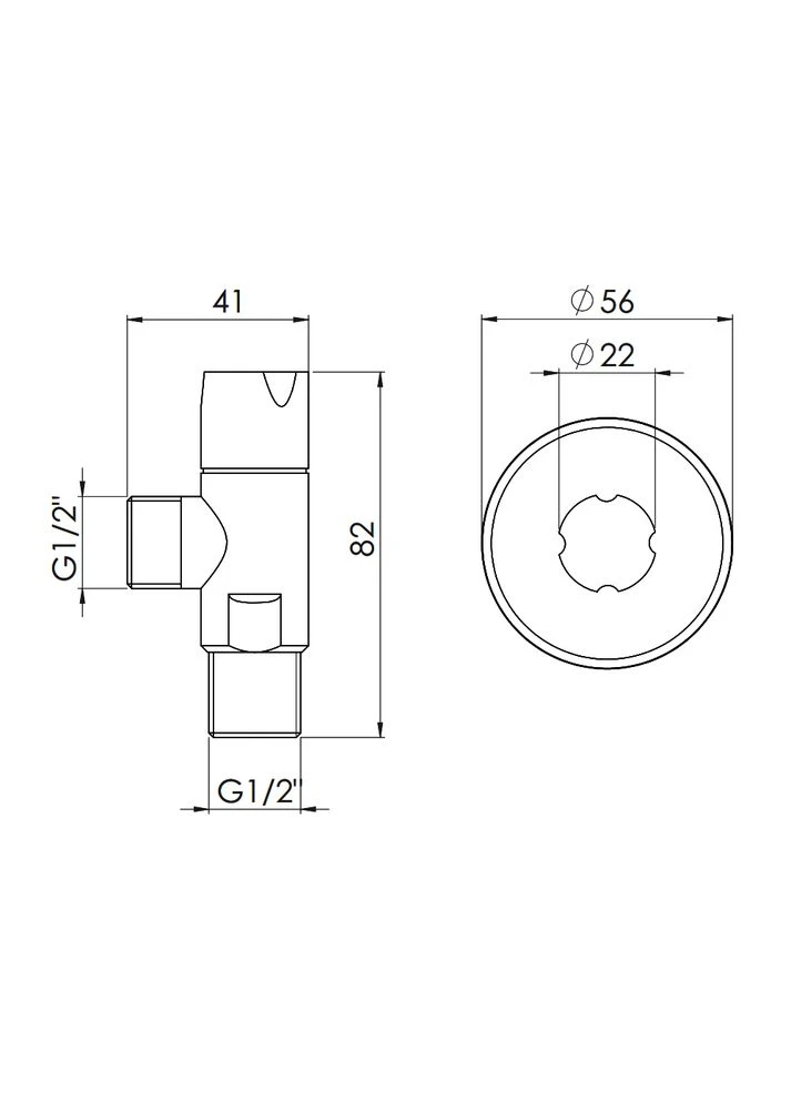 Кран угловой Standart (ручка круглая) с керам.буксой 1/2"С х 1/2"С Thermo Alliance SF342W1515 (337514986)