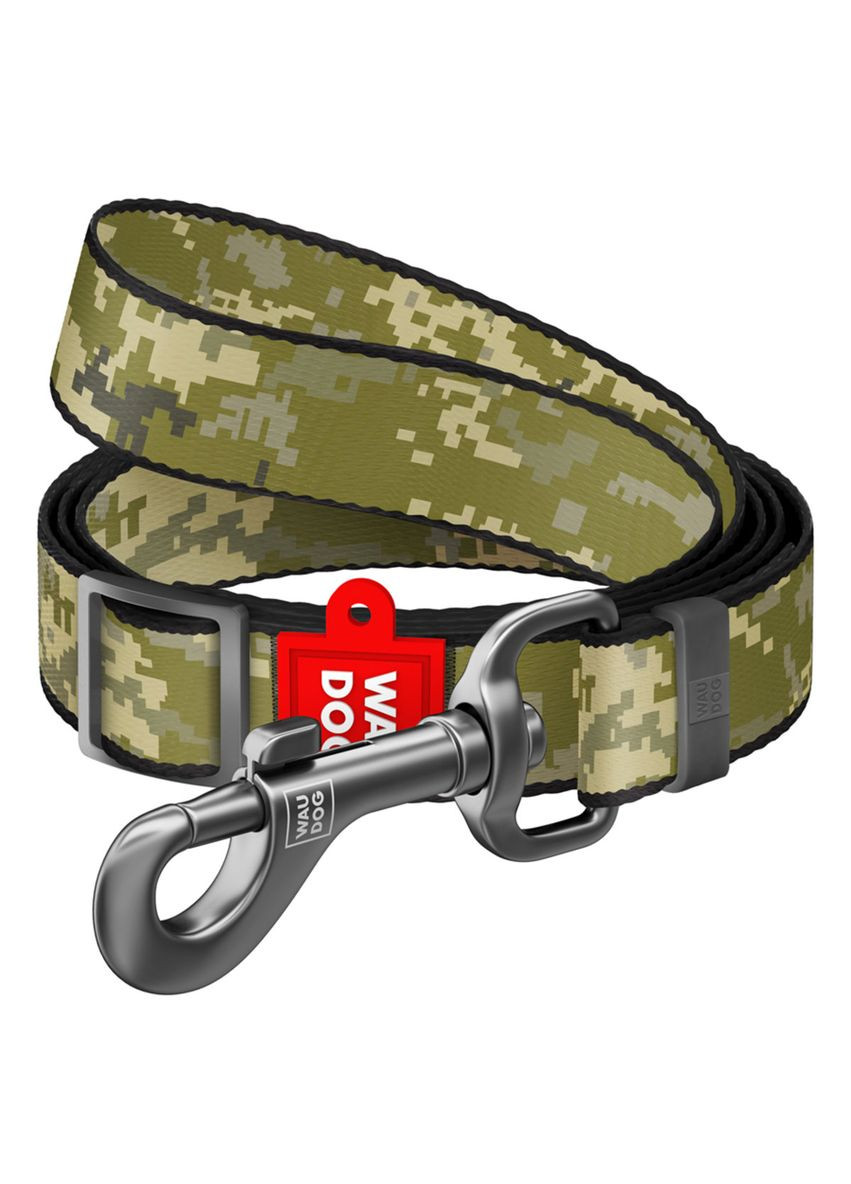 Повідець для собак з нейлону регульований Nylon малюнок "Мілітарі", розмір S, Ш 15 мм, Д 152-183 см WAUDOG (322642591)