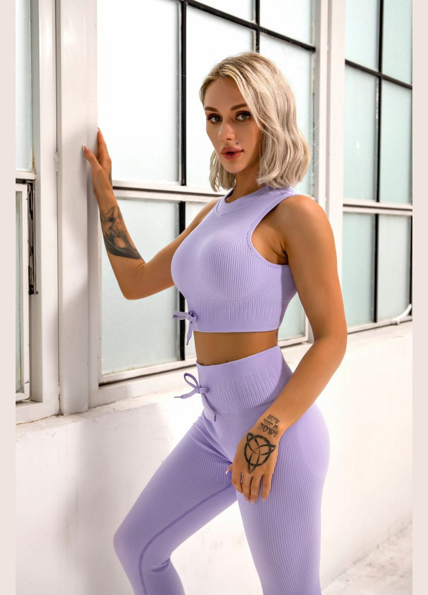 Комплект для фитнеса (спортивный костюм) топ и леггинсы 8347 L лиловый Fashion (336547431)