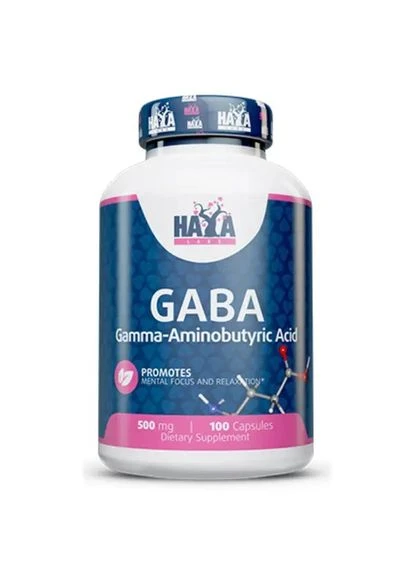 Амінокислота GABA 500 mg, 100 капсул Haya Labs (376169752)