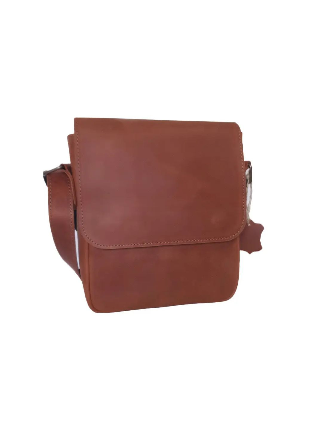 Мужская кожаная сумка через плечо планшет из натуральной кожи с клапаном светло-коричневая 23×20×5 см GS (329148363)