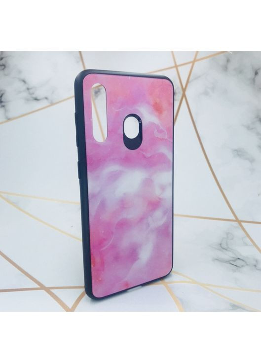 Силіконовий чохол case зі скляною задньою панеллю для Samsung Galaxy M40 Мармур рожевий Glass (359490607)