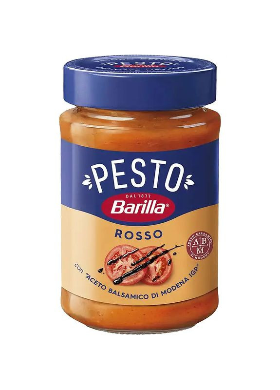 Соус паста Pesto Rosso con Aceto Balsamico di Modena Барілла Песто з томатами та оцтом Модени Червона 190мл Barilla (330619419)