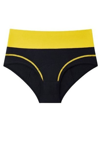 Труси для критичних днів сліпи бавовняні з високою посадкою. Трусики для місячних з чорною ластовицею, Жовтий No Brand Для критических дней|Подстраховующие (334011495)
