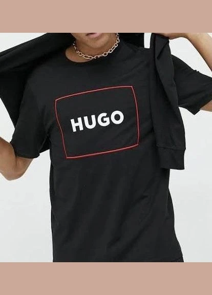 Чорна чоловіча футболка hugo No Brand