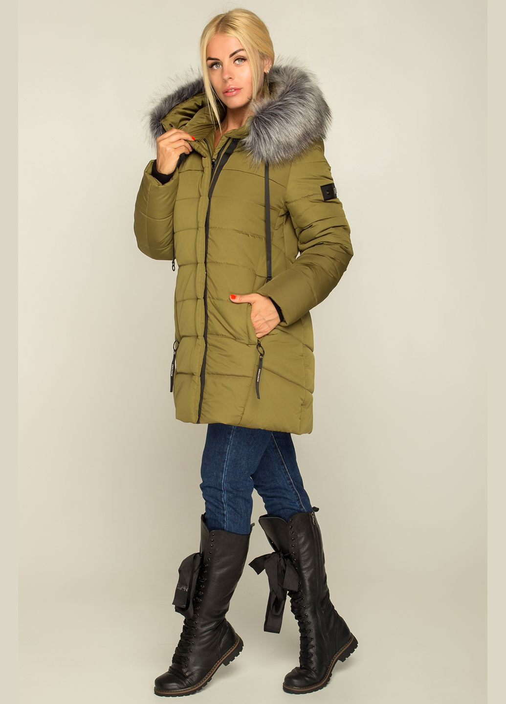 Оливкова (хакі) зимня зимова куртка simona хакі MioRichi
