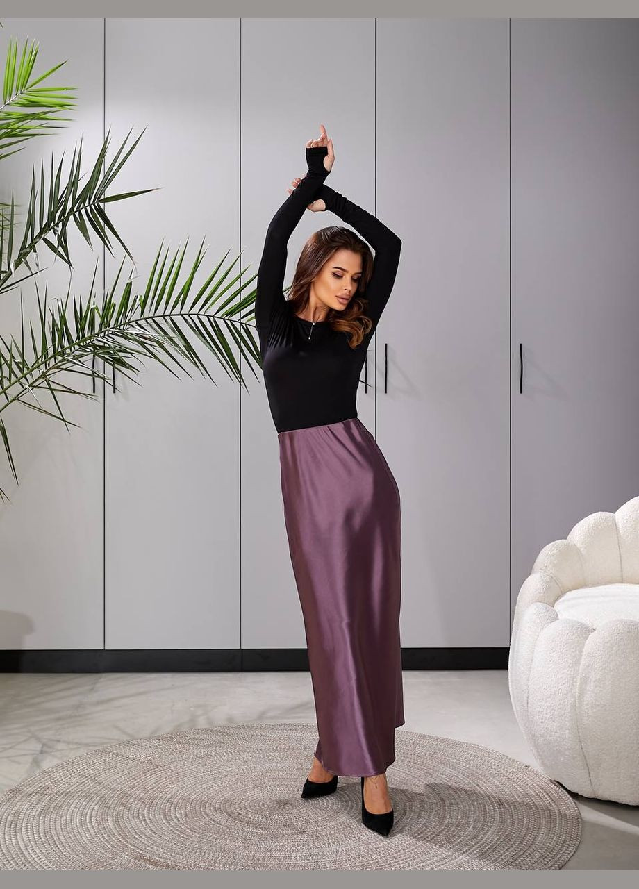 Сливовая праздничный, коктейльный, офисная, повседневная, кэжуал, вечерний элегантная атласная юбка на резинке No Brand