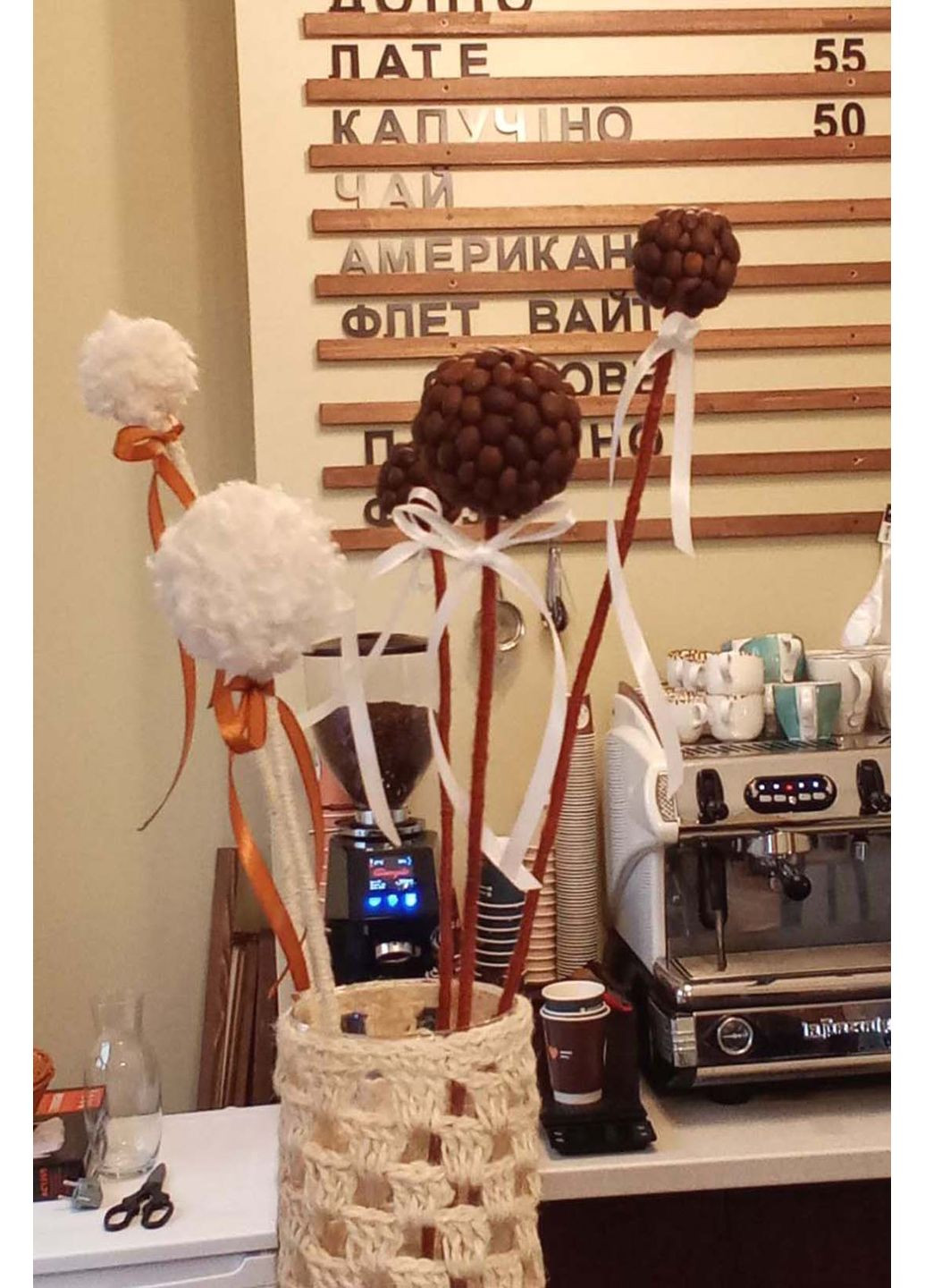 Декоративні кулі для вази з кавових зерен | Композиція «Кава з пінкою» | Ручна робота HHD (361440310)