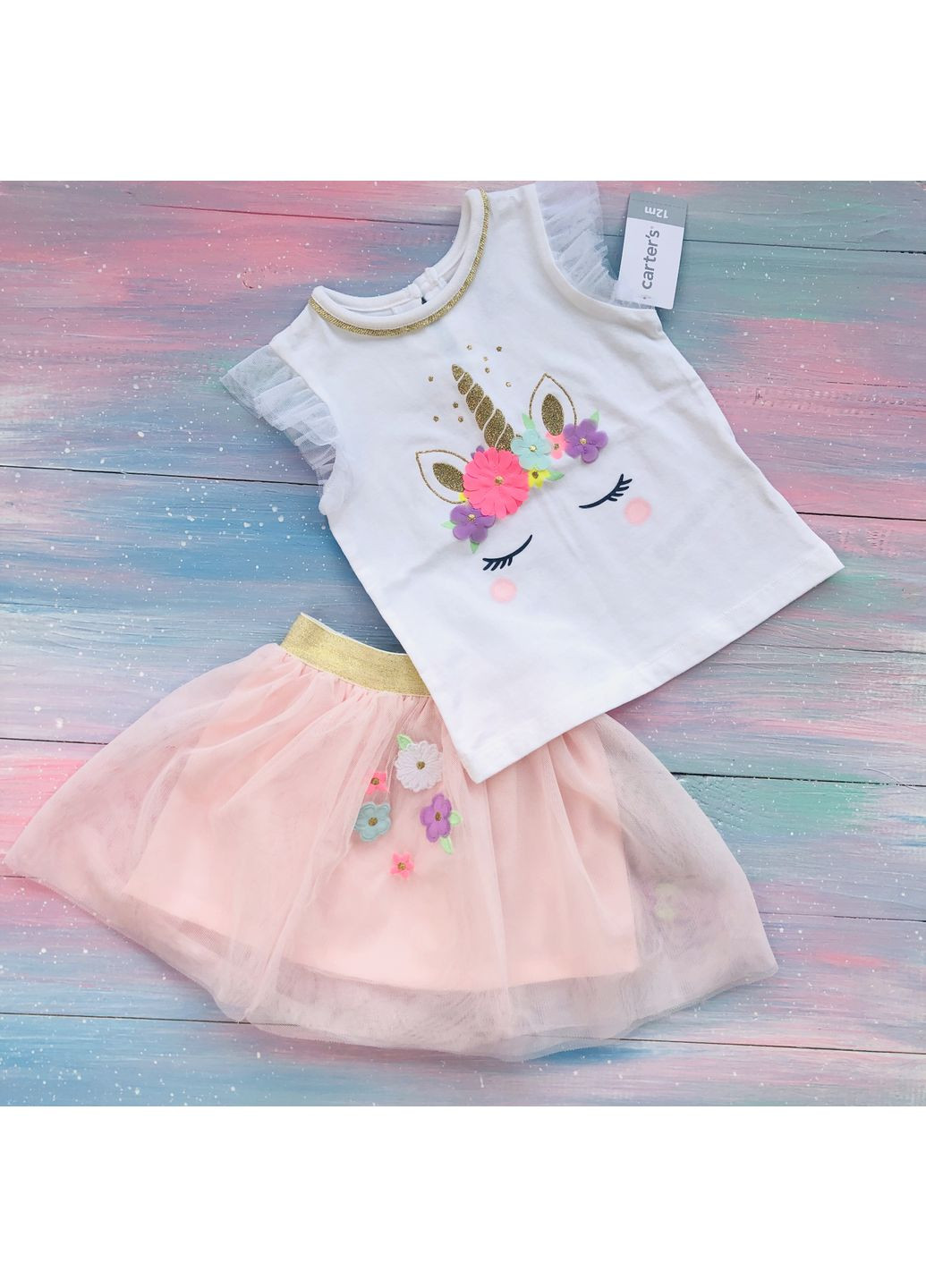 Світло-рожевий святковий костюм – майка та спідниця Carter's