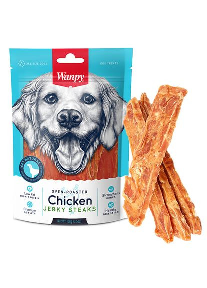 Лакомство для собак Chicken Jerky Steaks 100 г (6927749810643) Wanpy (279570091)