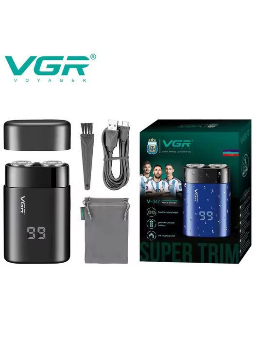 Електробритва GRA V-347 BLACK, роторна, водонепроникний корпус IPX7 (46261-V-347_354) VGR (363968280)