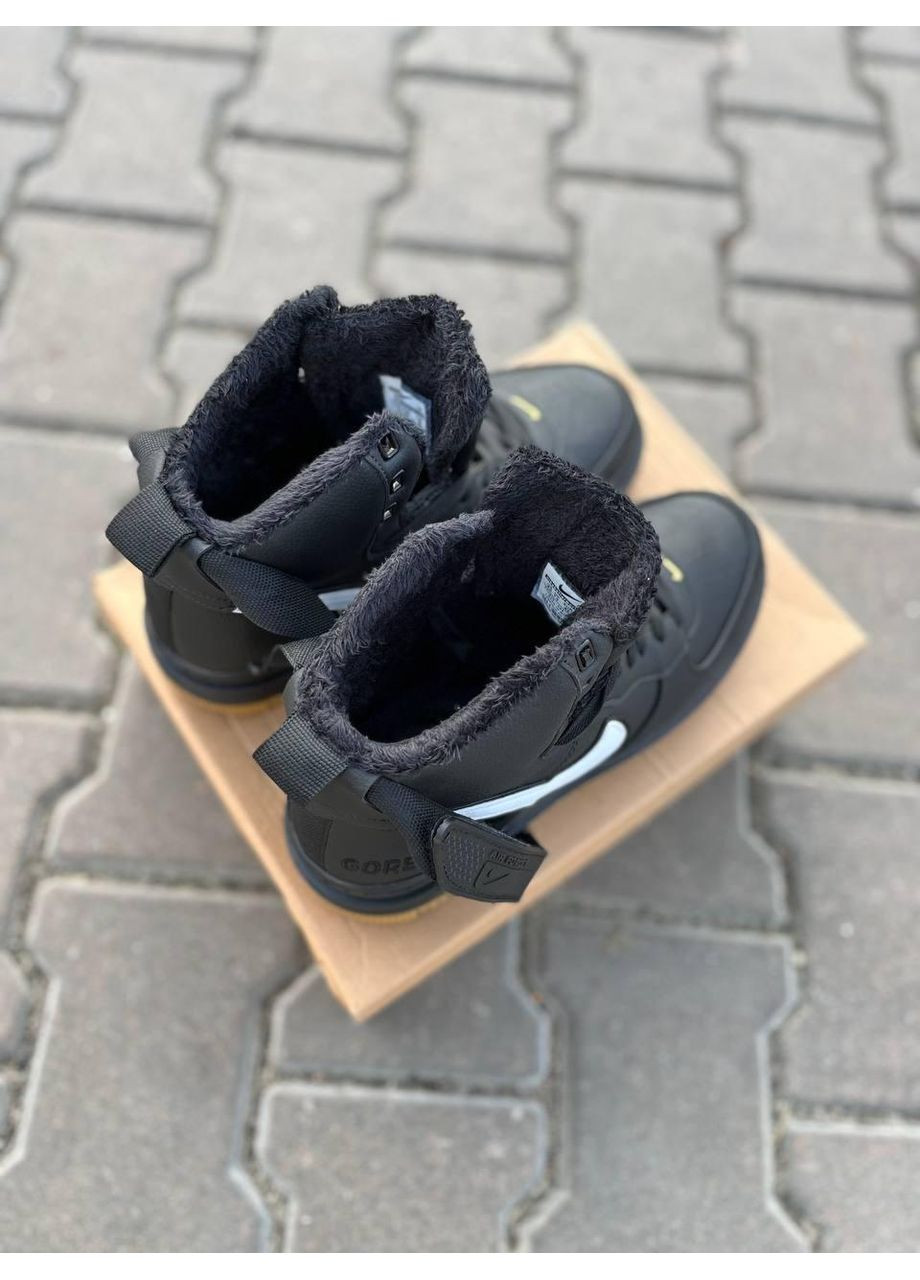 Чорні Зимовий кросівки чоловічі nike air force gore-tex black white найк аір форс 1 преміум No Brand