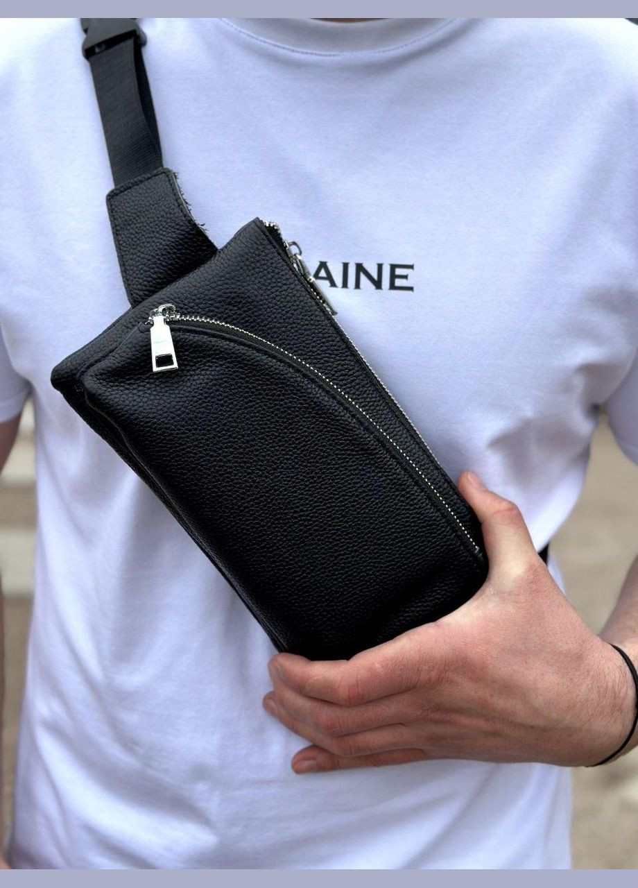 Топ! Поясная сумка-бананка мужская кожаная черная TD-54928 Tiding Bag (359380729)