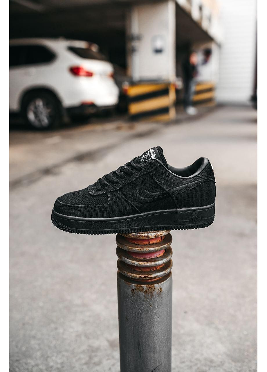 КРОССОВКИ ЖЕНСКИЕ NIKE AIR FORCE 1 BLACK X STUSSY НАЙК АИР ФОРС 1 ПРЕМИУМ No Brand чёрные демисезоны (367168657)